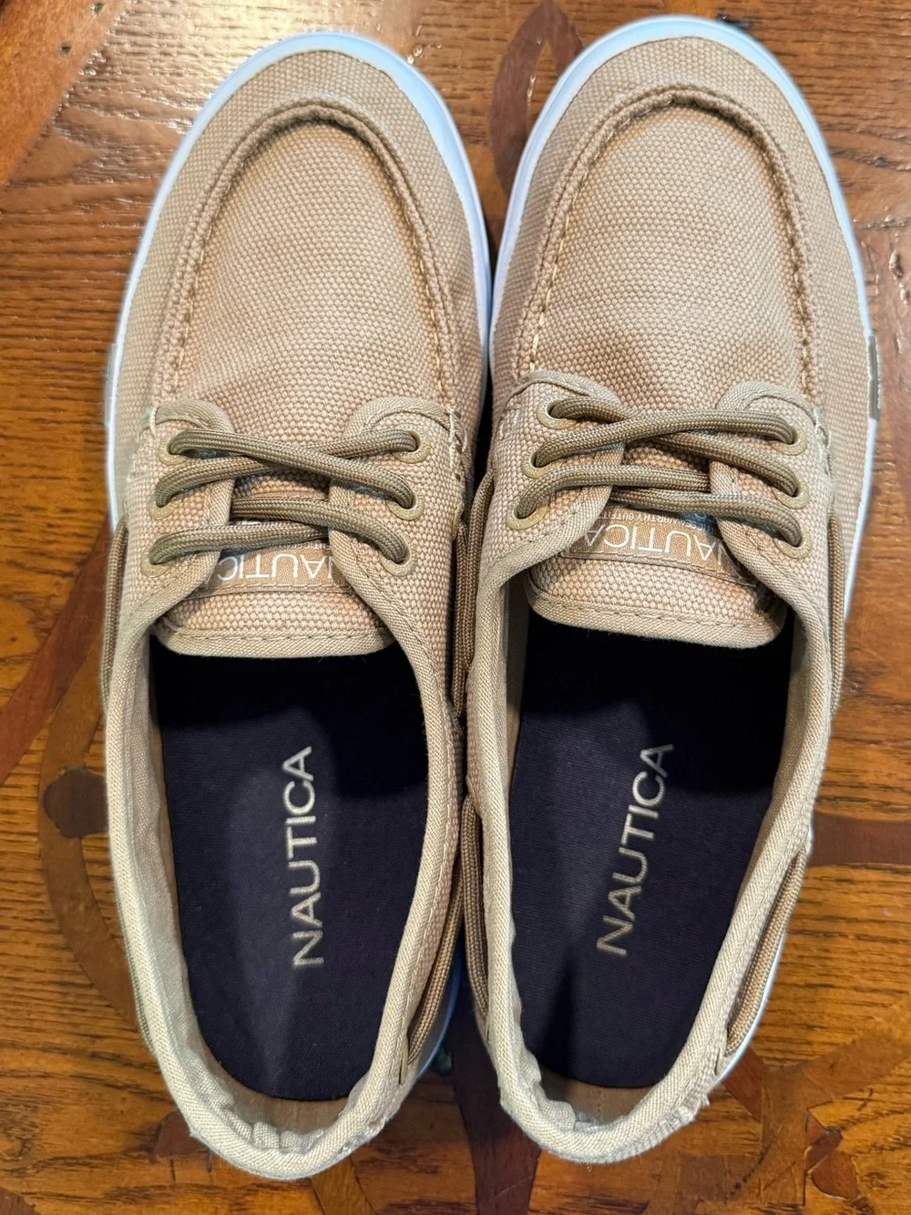 Nautica Men’s Tan Canvas Boat Shoes Sz 8.5
